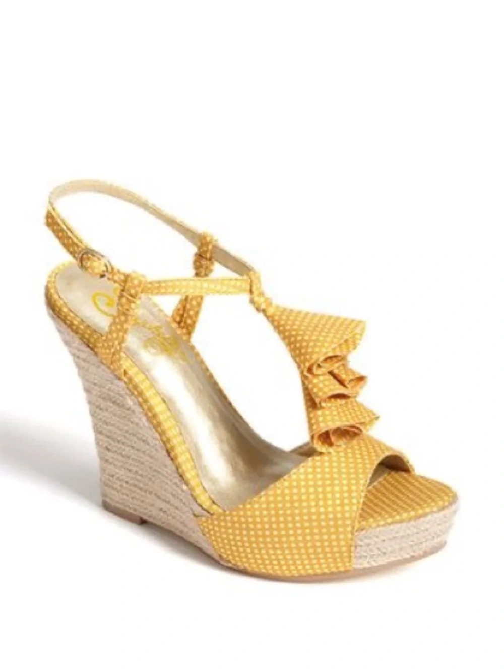 Seychelles Orange Polka Dot Ruffle Wedge Sandals